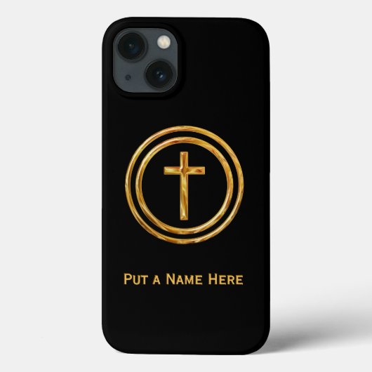 黒と金ゴールドのクロスネームテンプレート Case-Mate iPhoneケース (裏面)