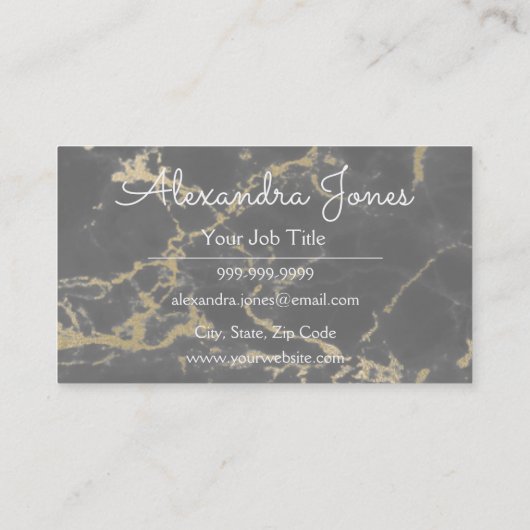 黒と金ゴールドのグリッターと輝く大理石 名刺 (裏面)