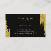 黒と金ゴールドのグリッターの乱れた筆跡 名刺 (裏面)