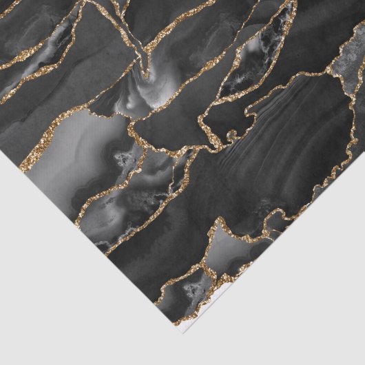 黒と金ゴールドのグリッターアガート抽象芸術 薄葉紙 (詳細)