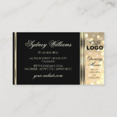 黒と金ゴールドのグリッタースパークルスター追加ロゴ 名刺 (裏面)