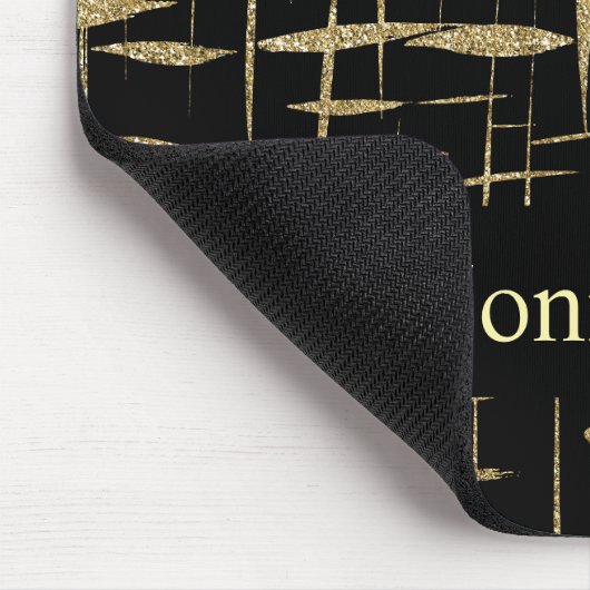 黒と金ゴールドのグリッタースパークル名前をカスタムする マウスパッド (コーナー)