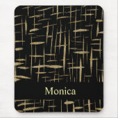 黒と金ゴールドのグリッタースパークル名前をカスタムする マウスパッド (正面)