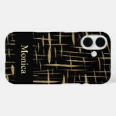 黒と金ゴールドのグリッタースパークル名前をカスタムする Case-Mate iPhoneケース (裏面 (横))