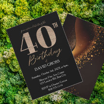 黒と金ゴールドのグリッタースワール40th誕生日