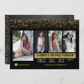 黒と金ゴールドのグリッターフォトコンポジットカード 招待状 (正面/裏面)