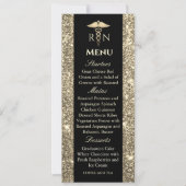黒と金ゴールドのグリッター医学卒業メニュー 招待状 (正面)