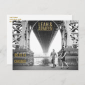 黒と金ゴールドのグリッター日付の保存タイポグラフィ 案内ポストカード (正面/裏面)