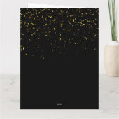 黒と金ゴールドのグリッター紙吹雪の誕生日 カード (裏面)