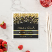 黒と金ゴールドのグリッター結婚の スタンダードカクテルナプキン (インサイチュ)