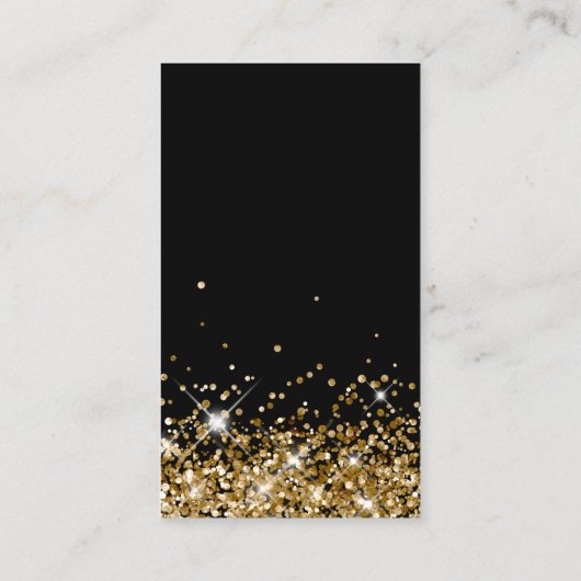 黒と金ゴールドのグリッター署名イヤリングディスプレイ 名刺 (裏面)