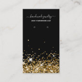 黒と金ゴールドのグリッター署名イヤリングディスプレイ 名刺 (正面)