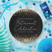 黒と金ゴールドのグリッター退職紙プレート ペーパープレート (パーティー)