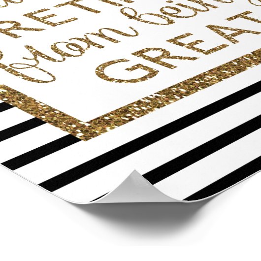 黒と金ゴールドのグリッター退職 ポスター (角)