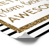 黒と金ゴールドのグリッター退職 ポスター (角)