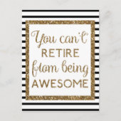 黒と金ゴールドのグリッター退職 ポストカード (正面)