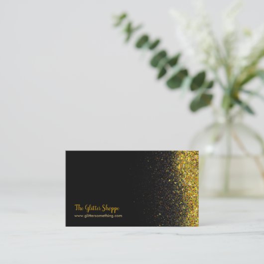 黒と金ゴールドのグリッター 名刺 (スタンド正面)