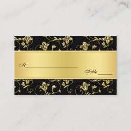 黒と金ゴールドのグリッターLOOKフローラプレイスカード プレイスカード