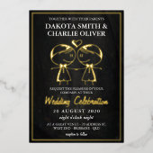 黒と金ゴールドのゲイ結婚の 箔招待状 (正面)