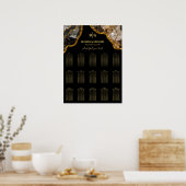 黒と金ゴールドのゲート結婚ゲートの座席表 ポスター (キッチン)