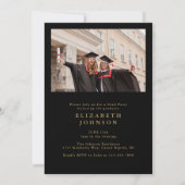 黒と金ゴールドのコラージュ卒業パーティー 招待状 (裏面)