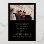 黒と金ゴールドのコラージュ卒業パーティー 箔招待状 (裏面)