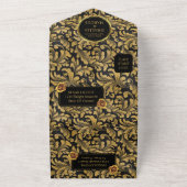 黒と金ゴールドのゴシックパターン オールインワン招待状 (外側)