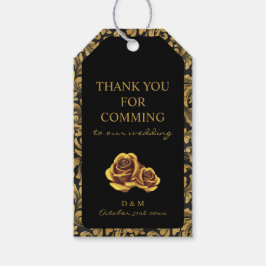 黒と金ゴールドのゴシックパターン ギフトタグ