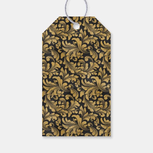 黒と金ゴールドのゴシックパターン ギフトタグ (裏面)
