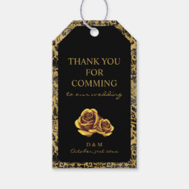 黒と金ゴールドのゴシックパターン ギフトタグ