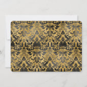 黒と金ゴールドのゴシックパターン セーブザデート (裏面)