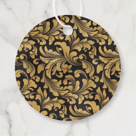 黒と金ゴールドのゴシックパターン フェイバータグ (裏面)