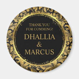 黒と金ゴールドのゴシックパターン マグネット