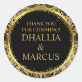 黒と金ゴールドのゴシックパターン ラウンドシール (正面)