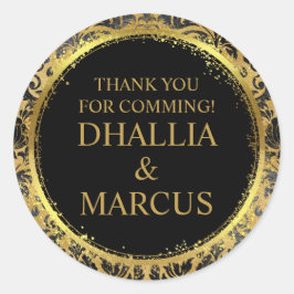 黒と金ゴールドのゴシックパターン ラウンドシール