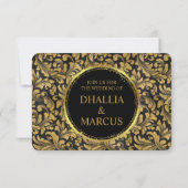 黒と金ゴールドのゴシックパターン 出欠カード (裏面)