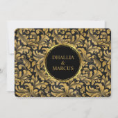 黒と金ゴールドのゴシックパターン 招待状 (裏面)