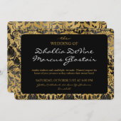 黒と金ゴールドのゴシックパターン 招待状 (正面/裏面)