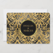 黒と金ゴールドのゴシックパターン 招待状 (裏面)