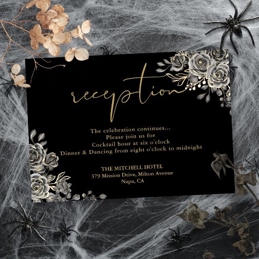 黒と金ゴールドのゴシック式の結婚披露宴 エンクロージャーカード