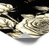 黒と金ゴールドのゴシッ結婚クスカルの歓迎サイン ポスター (角)