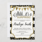 黒と金ゴールドのサプライズバースデーパーティ招待状 招待状 (正面)