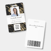 黒と金ゴールドのシンプルプロフェッショナル バッジ (正面＆裏面)