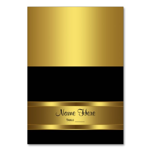 黒と金ゴールドのシーティングカード テーブルナンバー (正面)