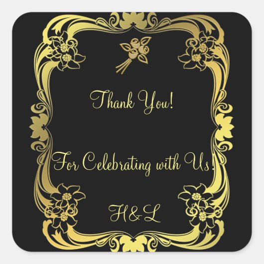 黒と金ゴールドのシール スクエアシール (正面)