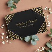 黒と金ゴールドのジオメトリック結婚抽象芸術 ゲストブック