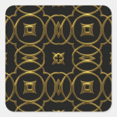 黒と金ゴールドのジオメトリパターン光沢エレガント スクエアシール (正面)