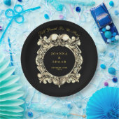 黒と金ゴールドのスカルゴシック結婚ズ ペーパープレート (パーティー)