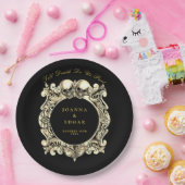 黒と金ゴールドのスカルゴシック結婚ズ ペーパープレート (パーティー)