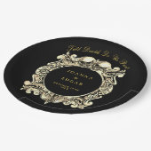 黒と金ゴールドのスカルゴシック結婚ズ ペーパープレート (アングル)